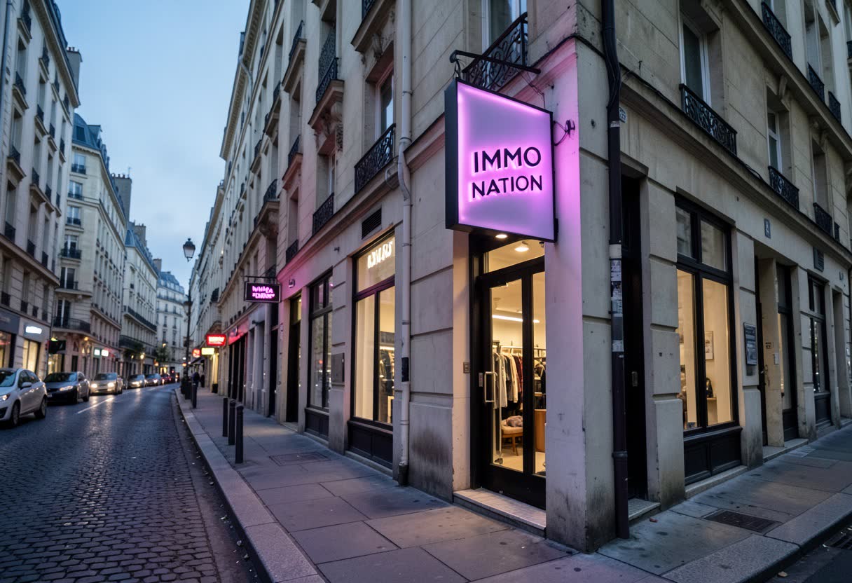 Drapeau lumineux perpendiculaire pour une agence immobilière