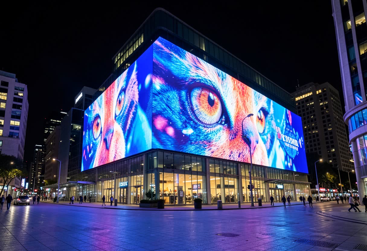 Façade média LED géante sur un immeuble