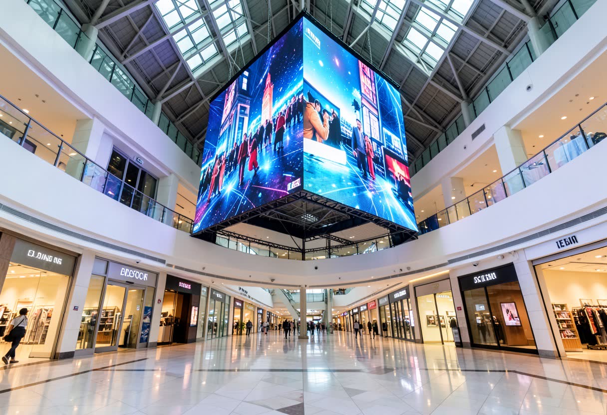 Écran LED géant dans un centre commercial