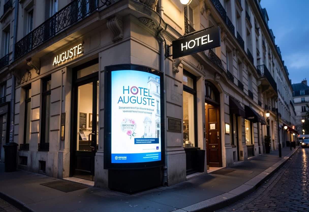 Écran LED extérieur sur la façade d'une hôtel
