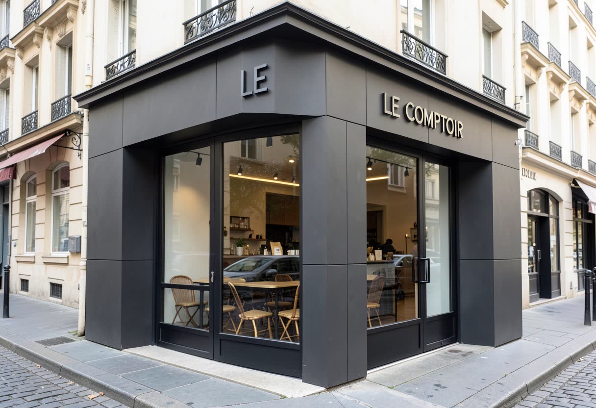 Habillage de façade et vitrerie pour une restaurant