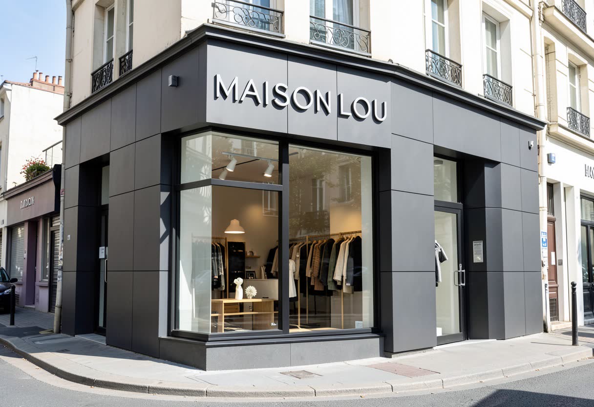 Habillage de façade et vitrerie pour une boutique de mode