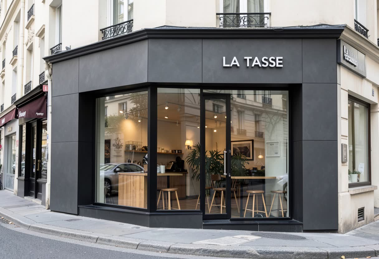 Habillage de façade et vitrerie pour une café