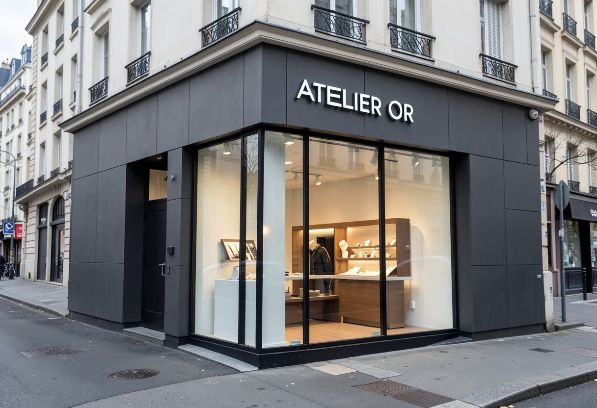 Habillage de façade et vitrerie pour une bijouterie