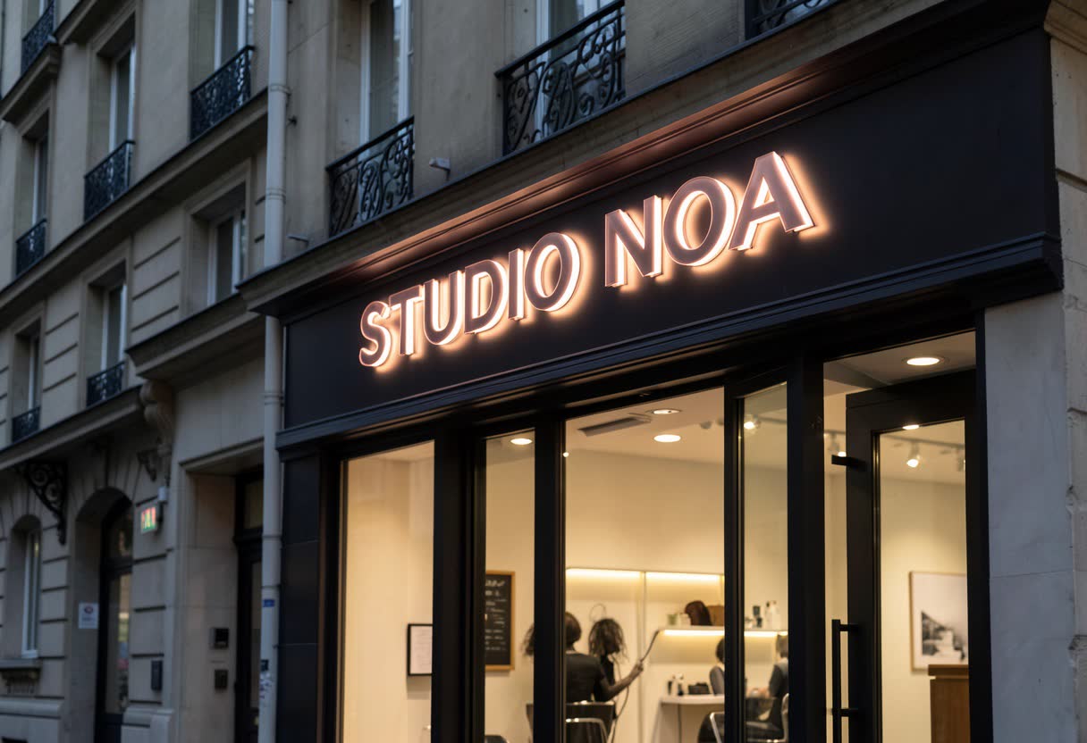 Enseigne en lettres lumineuses LED pour une salon de coiffure à Paris