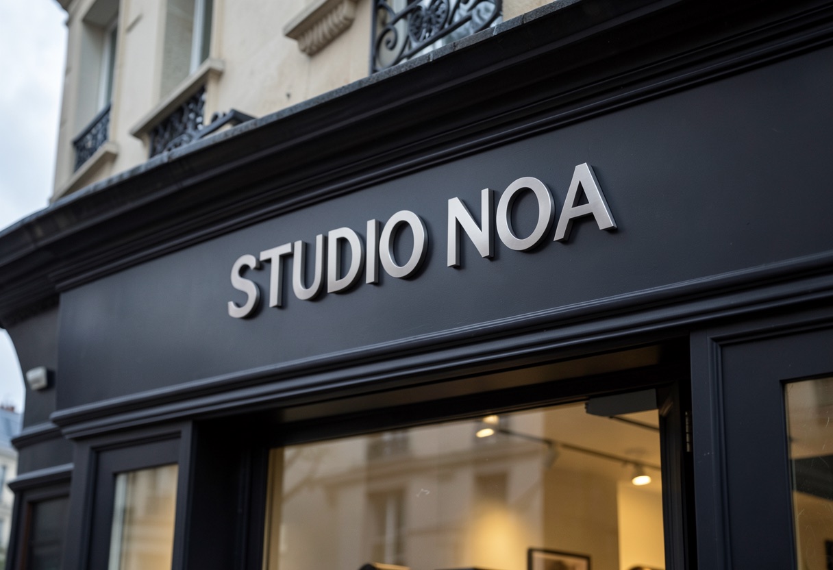 Enseigne non lumineuse en lettres découpées pour une salon de coiffure