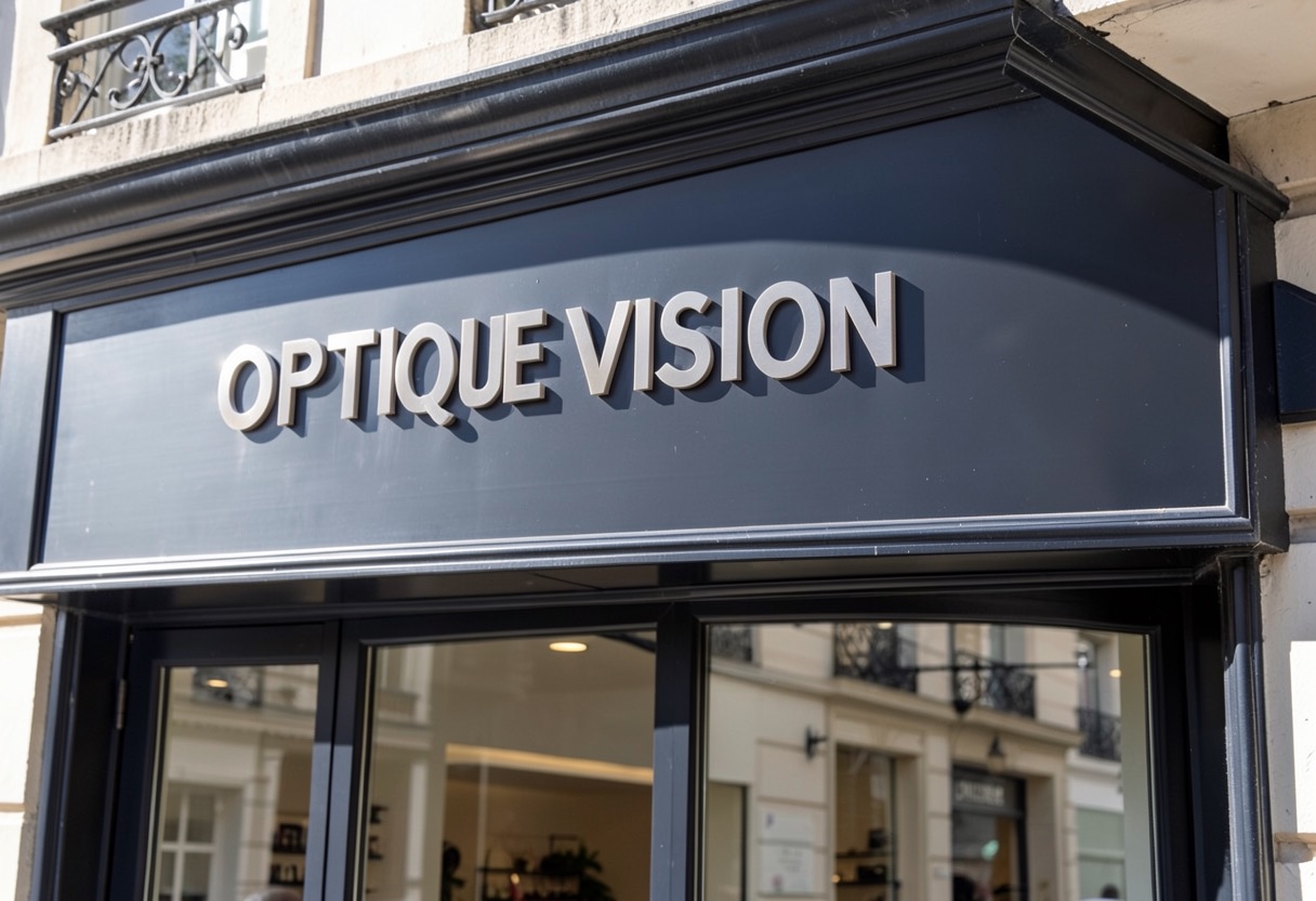 Enseigne non lumineuse en lettres découpées pour une opticien