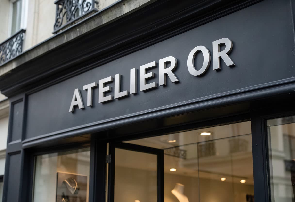 Enseigne non lumineuse en lettres découpées pour une bijouterie