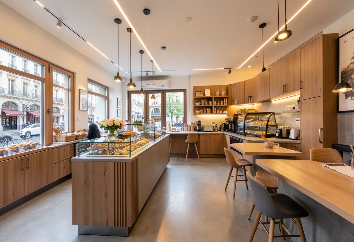 Rénovation et mise en lumière de l'intérieur d'une boulangerie