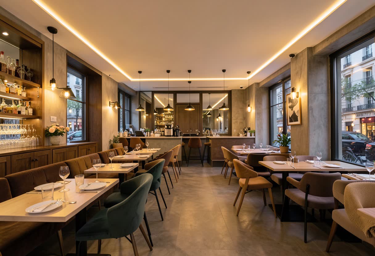 Rénovation et mise en lumière de l'intérieur d'une restaurant