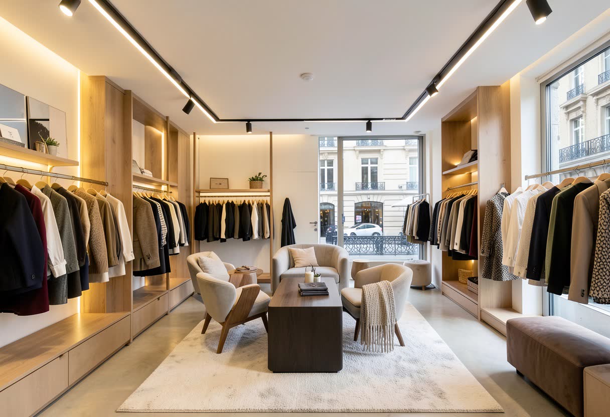 Rénovation et mise en lumière de l'intérieur d'une boutique de mode